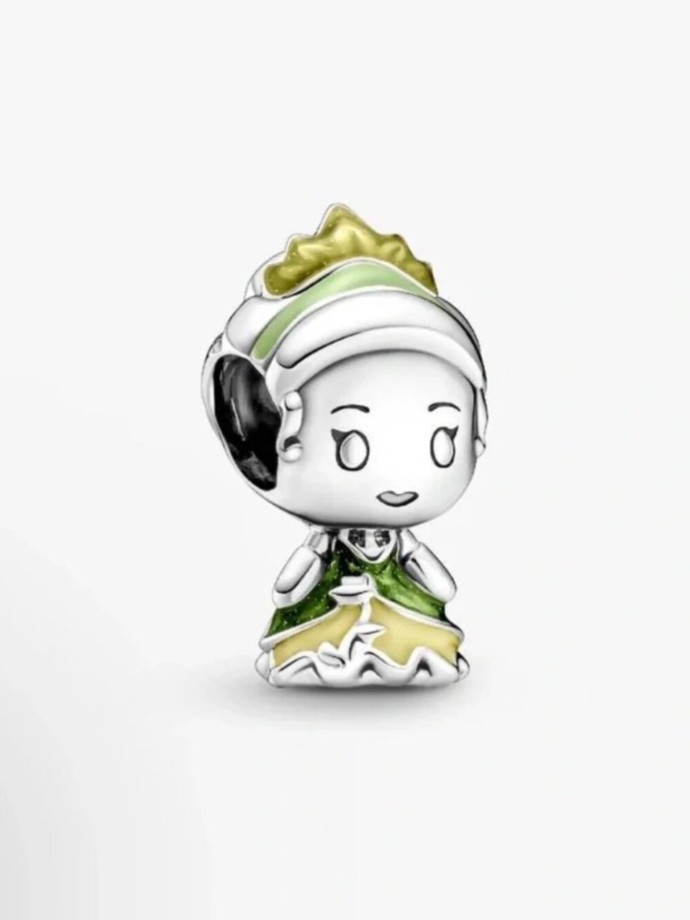 Pandora Tiana Silver Princess Charm with Green and Gold Enamel